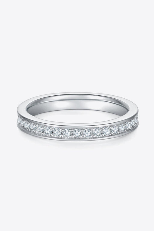 Chic Moissanite Silver Band: Modern Minimalism in Platinum