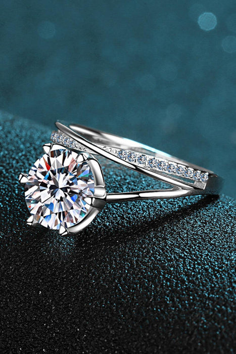 Elegant 3 Carat Moissanite Ring with Sparkling Zircon Accents