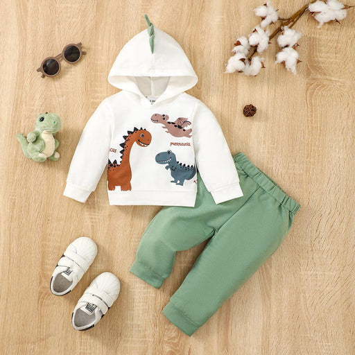 Charming Dino-Themed Hoodie and Pants Set for Infants