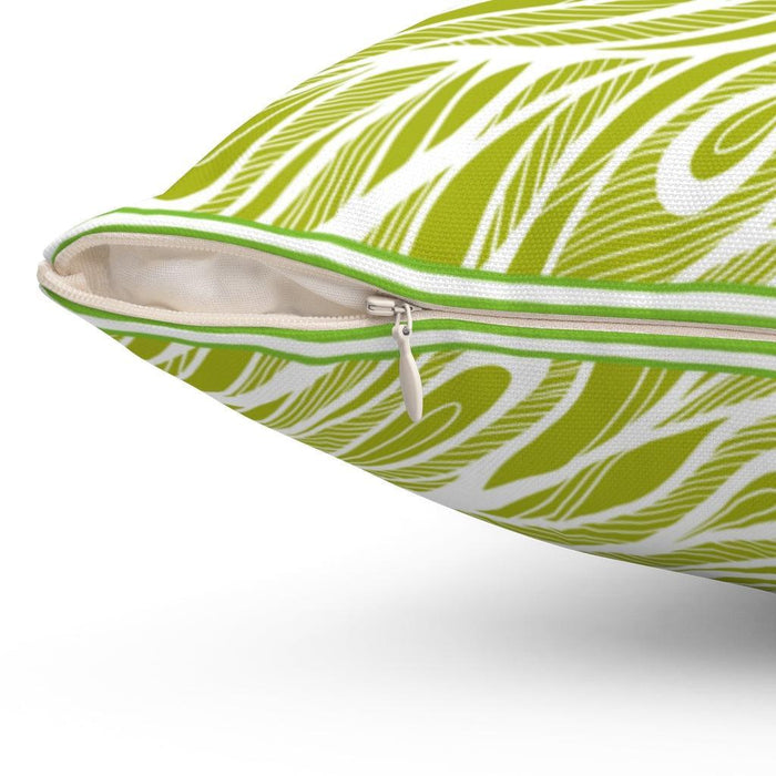 Reversible Chic Green Dual-Print Throw Pillow Cover