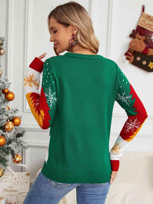 Stylish Long Sleeve Round Neck Sweater with Trendy Prints for Cozy Wear