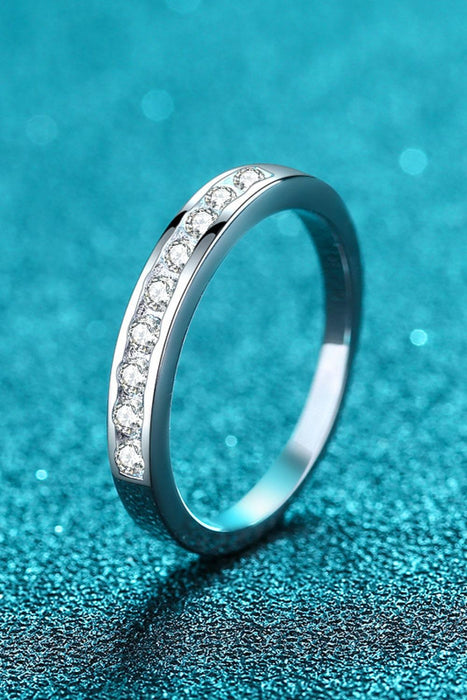 Shimmering Moissanite Silver Band - Sleek Modern Style