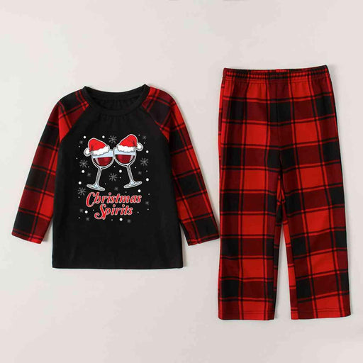 Festive Kids' Graphic Top and Plaid Pants Set for Holiday Cheer