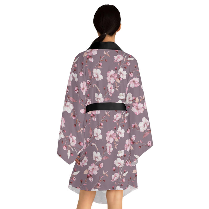 Japanese Blossom Serenity Kimono Robe with Bell Sleeves