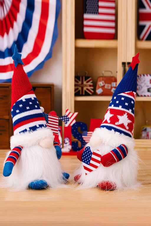 Festive Illuminated Gnome Ensemble for Patriotic Home Decor