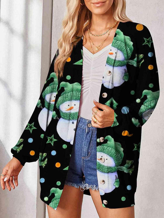 Stylish Sheer Printed Button-Up Cardigan with Unique Pattern