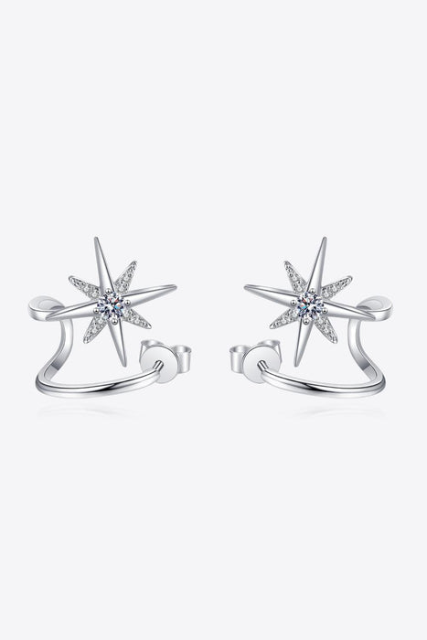 Elegant Moissanite Star Earrings with Durable Rhodium Finish & Warranty Assurance