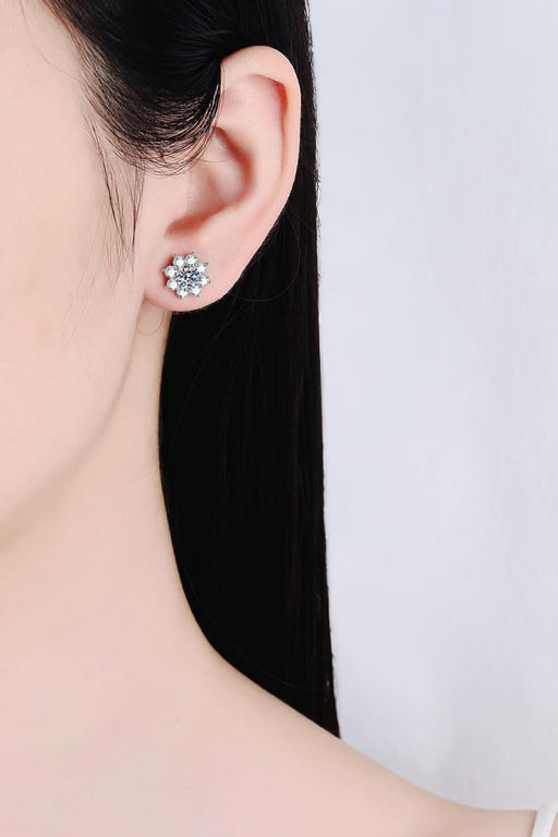 Floral Radiance: 1 Carat Moissanite-Embellished Sterling Silver Earrings