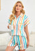 Striped Button-Up Lounge Set with Matching Shorts