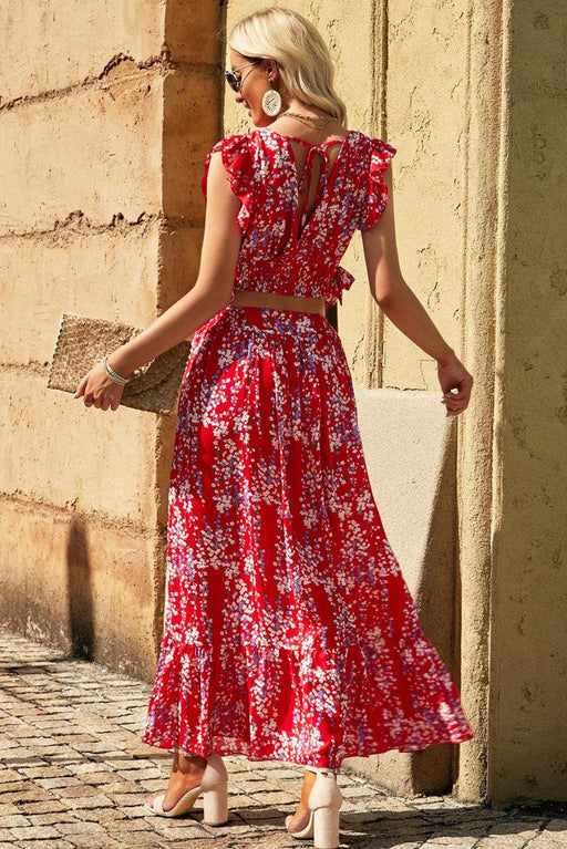 Floral Elegance Ruffled Two-Piece Outfit