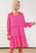 Flounce Sleeve Tiered Dress with Elegant Tie Neck