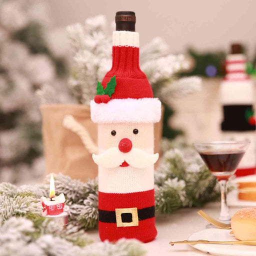 Cheerful Christmas Wine Bottle Sweater: High-Quality Polyester Cover for Holiday Spirit