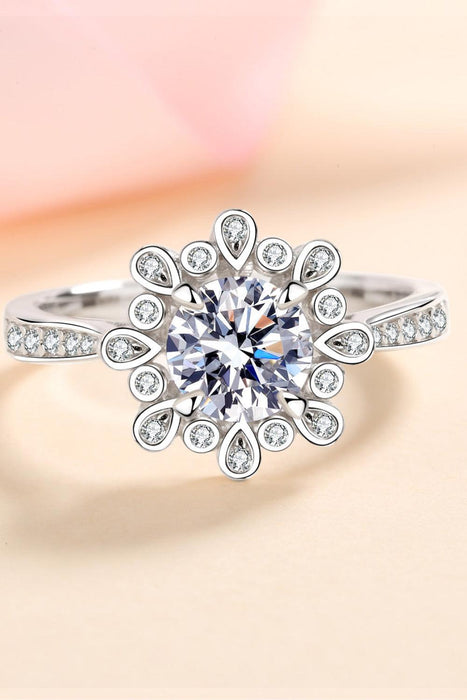 Shimmering Sterling Silver Moissanite Statement Ring with Lab-Created Diamond Sparkle