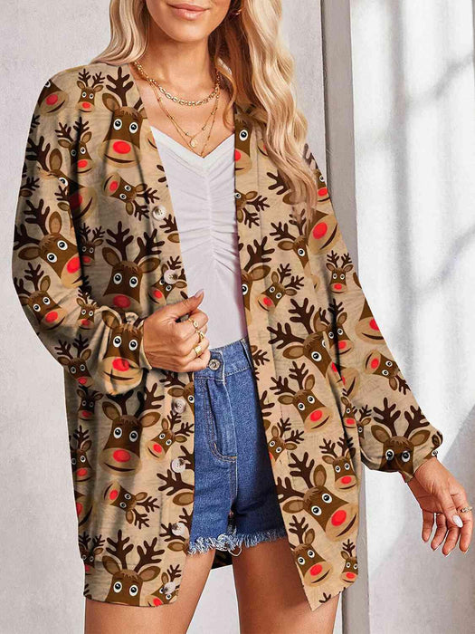 Stylish Sheer Printed Button-Up Cardigan with Unique Pattern