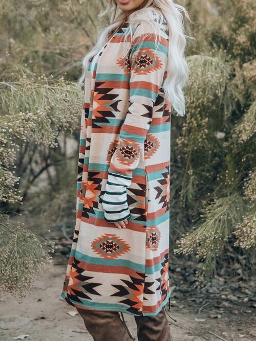 Elegant Geometric Print Long Sleeve Cardigan