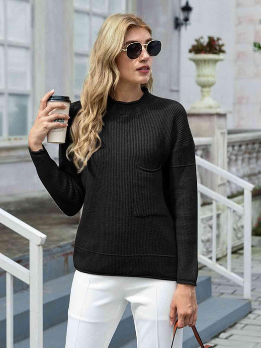 Cozy Chic Pocket Knit Pullover Sweater