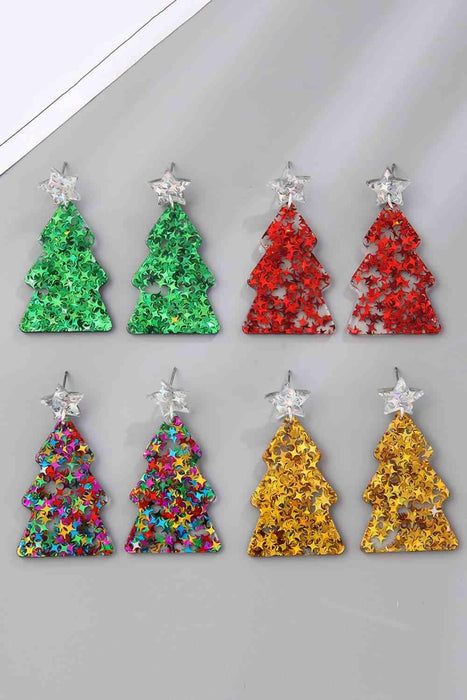 Festive Acrylic Christmas Tree Dangle Earrings