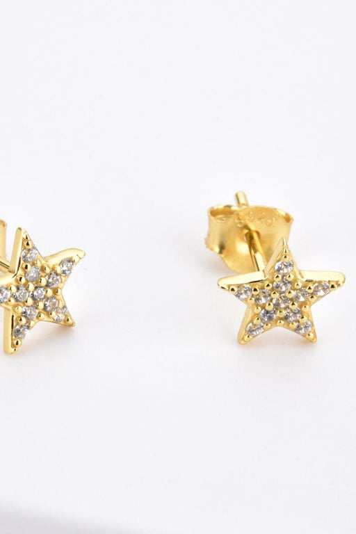 Shimmering Zircon Star Earrings with Platinum and Gold Touches