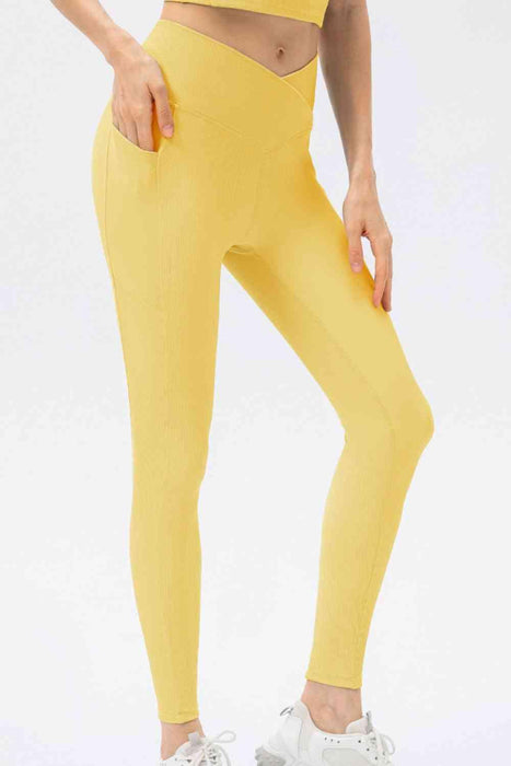 Dynamic Colorful Performance Leggings with Functional Pockets - V-Line Waistband