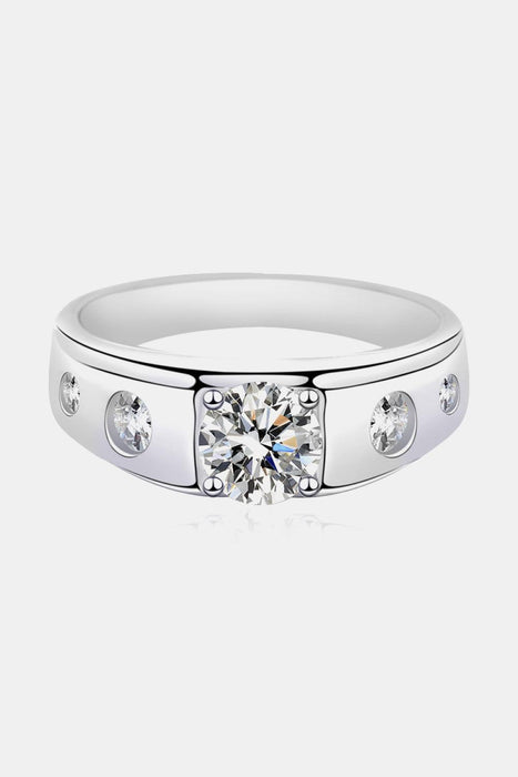 Exquisite 1 Carat Moissanite and Zircon Ring in Platinum-Plated 925 Sterling Silver - Sophisticated Luxury Ring