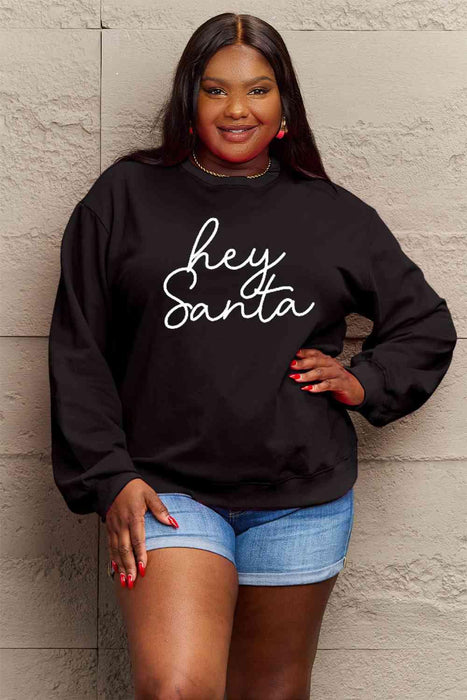 Cheerful "HEY SANTA" Cozy Oversized Holiday Sweater