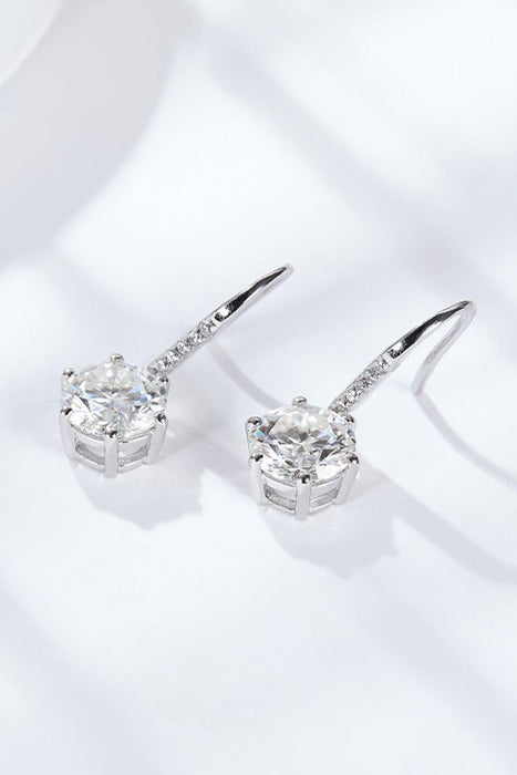 Sterling Silver Moissanite Drop Earrings with Shimmering Zircon Accents