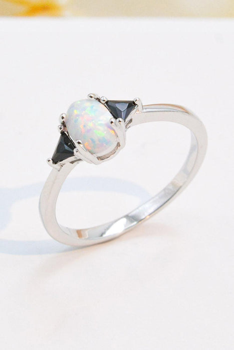 Radiant Opal and Zircon Silver Ring: Embrace the Essence of Elegance