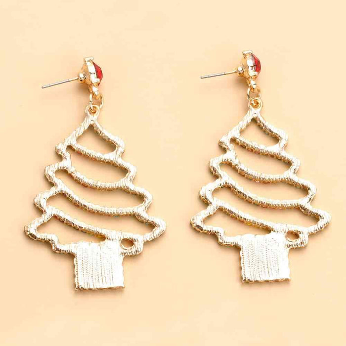 Sparkling Rhinestone Festive Tree Earrings