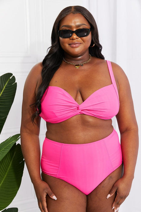 Chic Twisted Pink High-Waist Bikini Set - Stylish Swimwear by Marina West