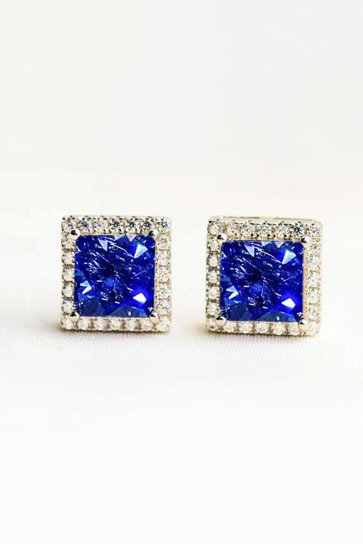 Elegant 4 Carat Moissanite Square Stud Earrings - Sterling Silver Glamour Ensemble