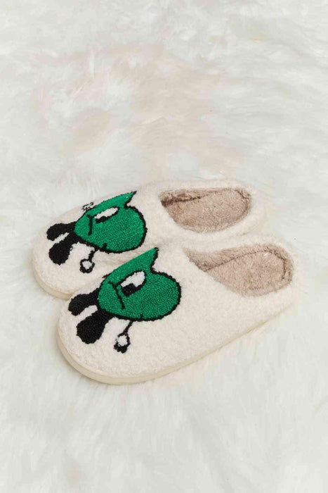 Melody Love Heart Print Plush Fleece Slippers for Cozy Comfort