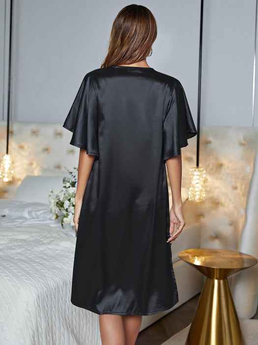 Chic V-Neck Flutter Sleeve Nightgown for Ultimate Nighttime Relaxation