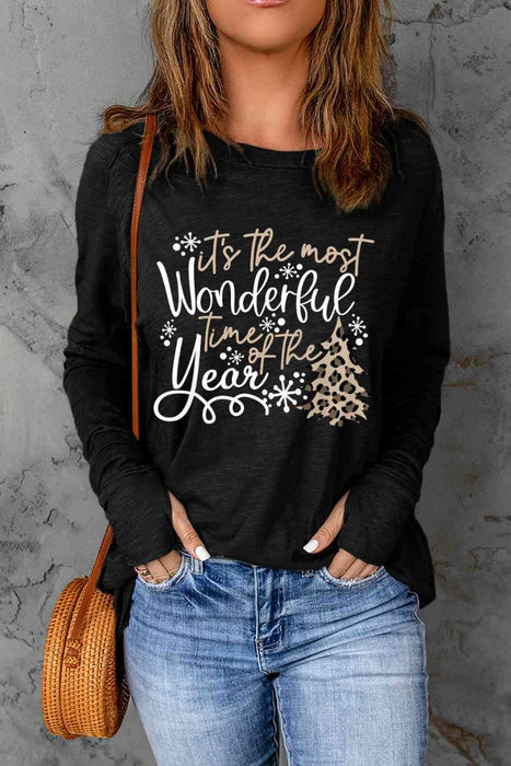 Chic Comfort: Trendy Graphic Print Long Sleeve T-Shirt