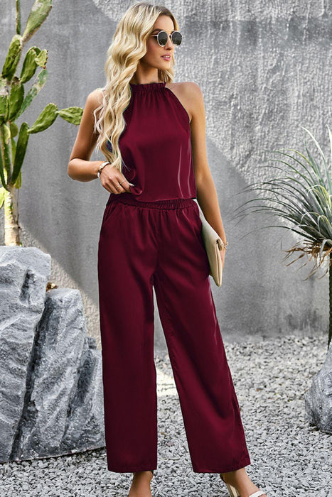 Sophisticated Grecian Sleeveless Top and Pants Set