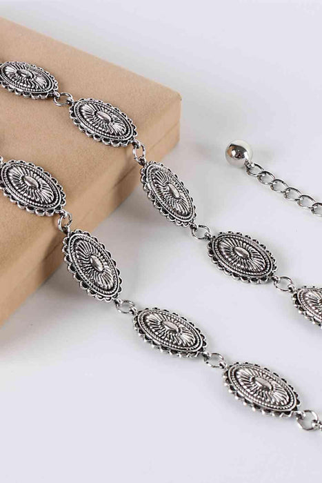 Vintage-Inspired Distressed Metal Alloy Waist Belt