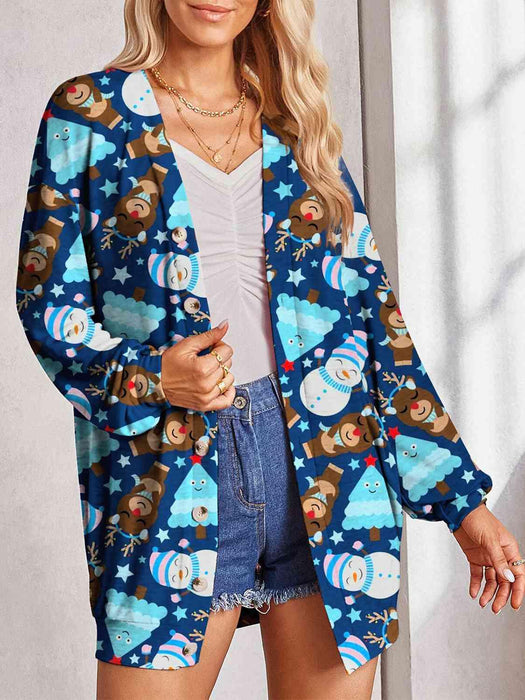 Stylish Sheer Printed Button-Up Cardigan with Unique Pattern