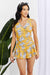 Golden Sunflower Flare Swim Dress - Marina West Swim