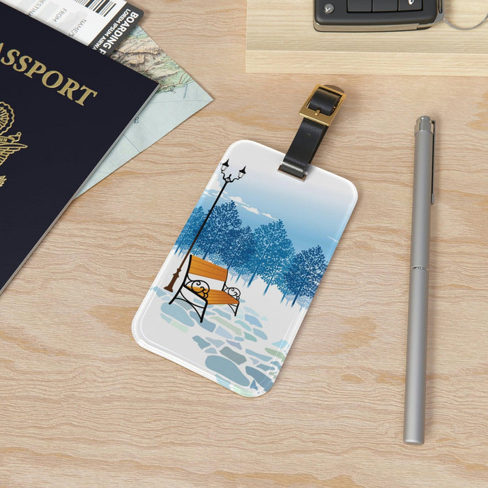 Chic Acrylic Luggage Tag Set with Leather Strap and Custom Artwork - Travel in Style and Security