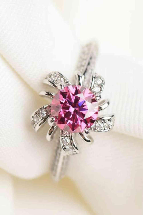 Floral Elegance Moissanite and Zircon Sterling Silver Ring