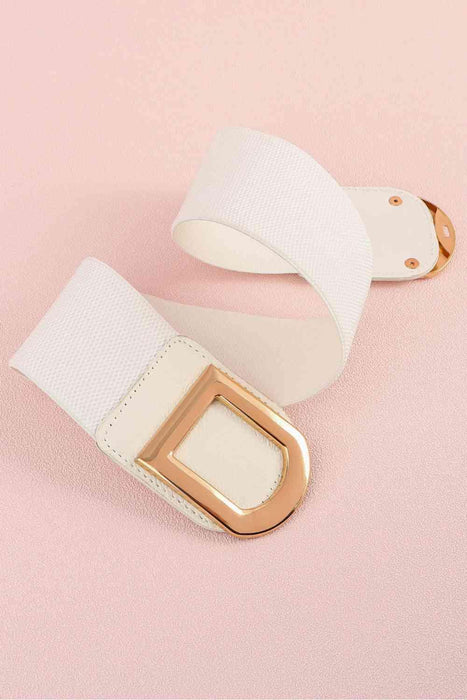 Chic Elastic PU Leather Belt with Stylish Double D Buckle