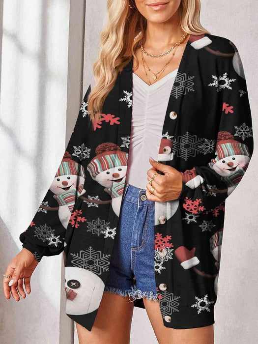 Stylish Sheer Printed Button-Up Cardigan with Unique Pattern