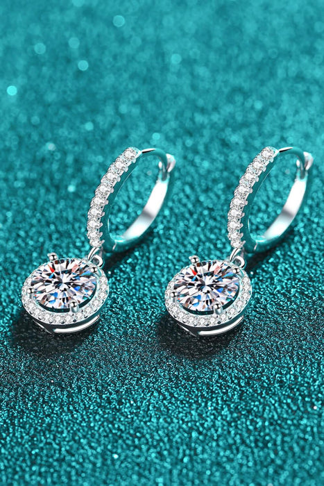 Radiant 925 Sterling Silver Moissanite Drop Earrings with Rhodium Finish