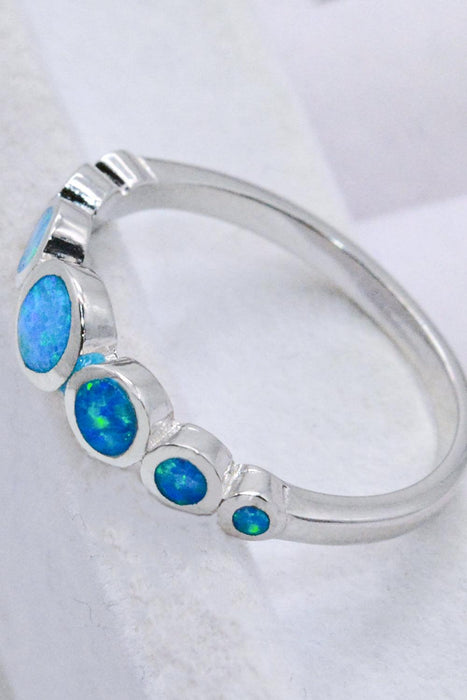 Ethereal Opulence: Australian Opal and Sterling Silver Ring - A Blend of Classic Elegance and Masterful Artistry