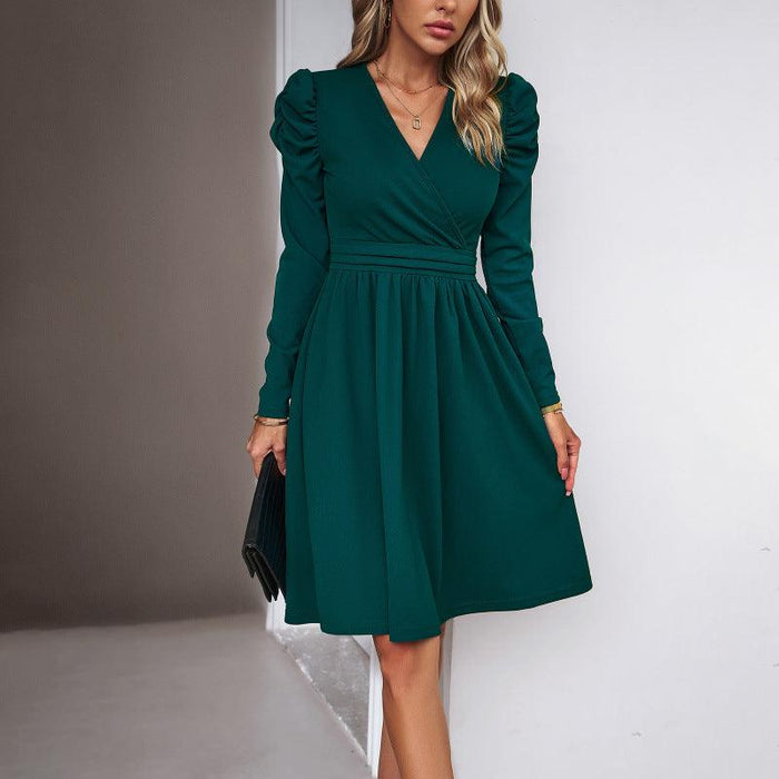 Elegant V-neck Long Sleeve Dress for Women: A Stylish Classic