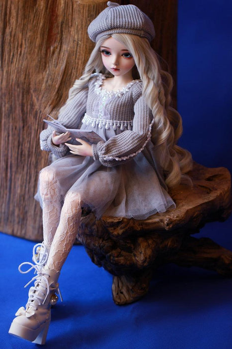 Sophisticated 60cm Bespoke BJD Doll with Silver Hair