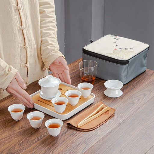 Luxurious Chinese Kung Fu Tea Set: Portable Ceramic Teaware for Tea Connoisseurs on the Go