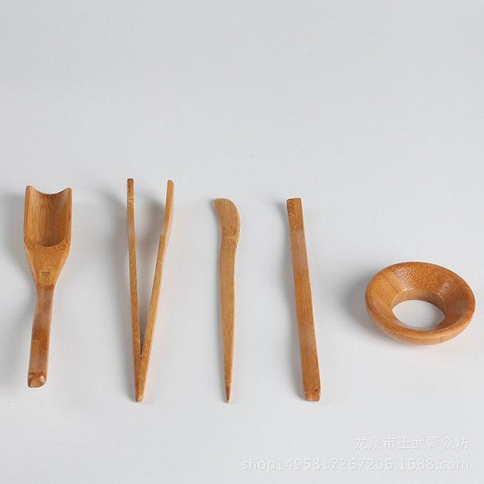 Artisanal Bamboo and Porcelain Tea Set: Handcrafted Tea Ceremony Essentials