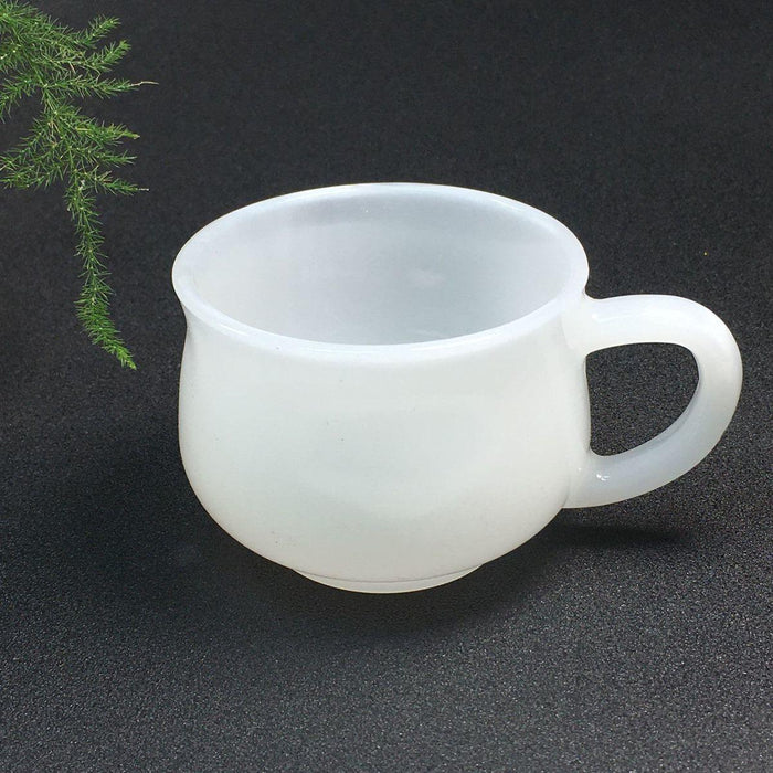 White Jade Glass Coffee Cup Set - Elegant Chinese Touch for Home & Office