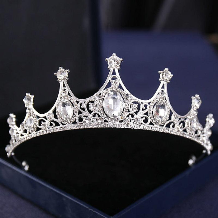 Elegant Silver Rhinestone Tiara - Glamorous Hair Accessory for Special Occasions