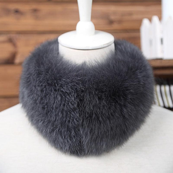 Fox Fur Collar Scarf with Magnetic Closure - Elegant Winter Fashion Accessory for Women